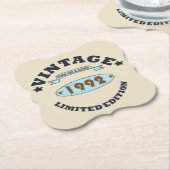 1992生まれ年のヴィンテージ誕生日ギフト ペーパーコースター (アングル)