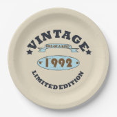 1992生まれ年のヴィンテージ誕生日ギフト ペーパープレート (正面)