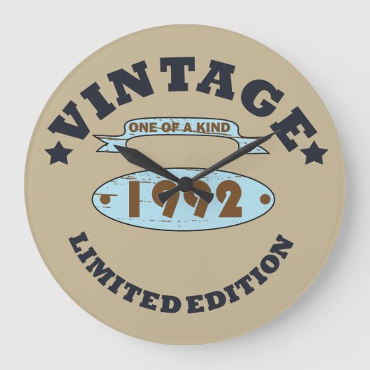 1992生まれ年のヴィンテージ誕生日ギフト ラージ壁時計 (正面)