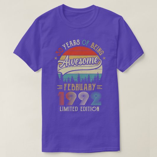 1992生まれ年2月30日生誕生月1992年30歳 Tシャツ (デザイン正面)