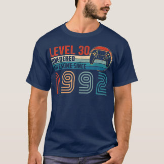 1992素晴らし年以来レベル30のアンロックされたビデオゲーマーB Tシャツ