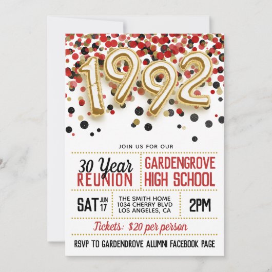 1992高等学校大学懇親会招待状 招待状 (正面)