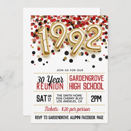 1992高等学校大学懇親会招待状 招待状 (正面/裏面)