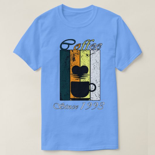 1993年以来のコーヒーレトロコーヒー誕生日ギフト Tシャツ (デザイン正面)