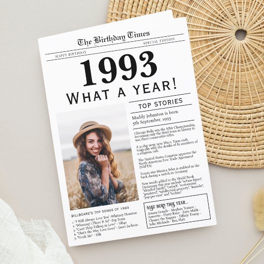 1993年新聞ハッピーバースデーグリーティングカード サンキューカード