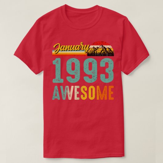 1993年1月誕生日ギフトシャツヴィンテージ1月1日 Tシャツ (デザイン正面)
