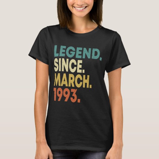 1993年3月30日から30歳の男女の伝説 Tシャツ (正面)