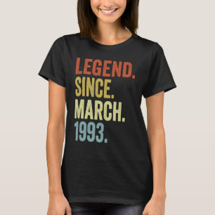 1993年3月30日から30歳の男女の伝説 Tシャツ