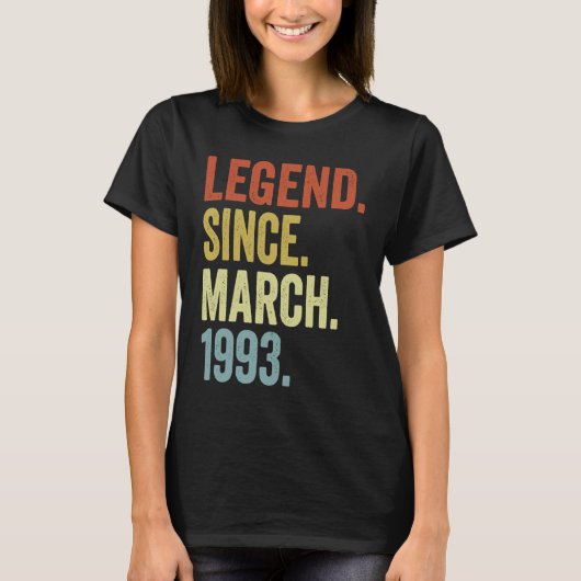 1993年3月30日から30歳の男女の伝説 Tシャツ (正面)