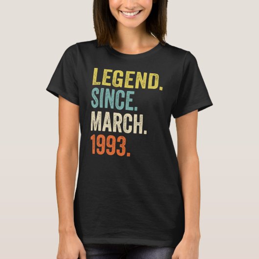 1993年3月30日から30歳の男女の伝説 Tシャツ (正面)