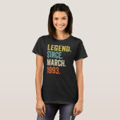 1993年3月30日から30歳の男女の伝説 Tシャツ (正面フル)