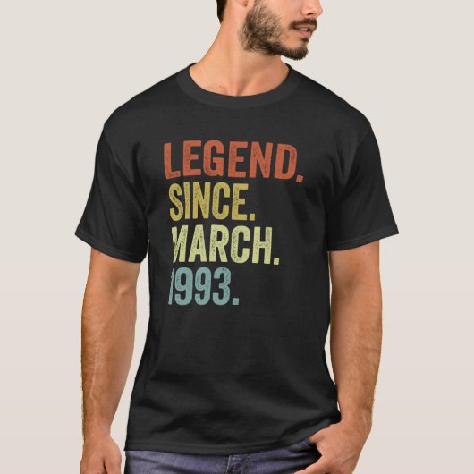 1993年3月30日から30歳の男女の伝説 Tシャツ (正面)