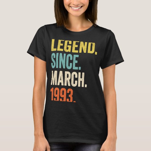 1993年3月30日の誕生日から30歳の伝説 Tシャツ (正面)