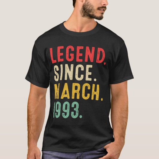 1993年3月30日の誕生日から30歳の伝説 Tシャツ (正面)