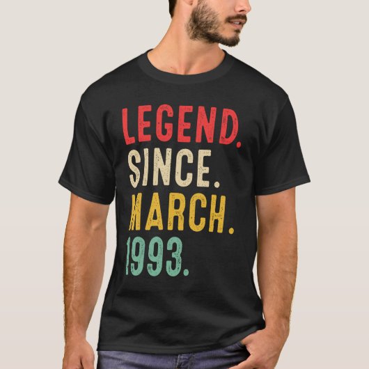 1993年3月30日の誕生日から30歳の伝説 Tシャツ (正面)