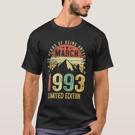 1993年3月30日誕生日30歳 Tシャツ (正面)