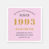 1993年30日生まれ生まれ名前Pink Gray スタンダードカクテルナプキン (正面)