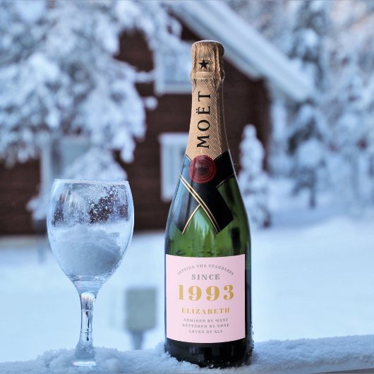 1993年30日生まれ生まれ名前Pink Gray スパークリングワインラベル