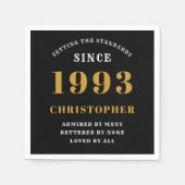 1993年30日生まれ生誕1993年氏名ブラック金ゴールド スタンダードカクテルナプキン (正面)