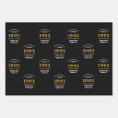 1993年30日生まれ生誕1993年氏名ブラック金ゴールド ラッピングペーパーシート (正面3)