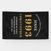 1993年30日生まれ生誕1993年氏名ブラック金ゴールド 横断幕 (横)