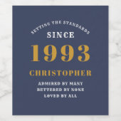 1993年30日生まれ生誕1993年氏名ブルー金ゴールド追加 ワインラベル (シングルラベル)