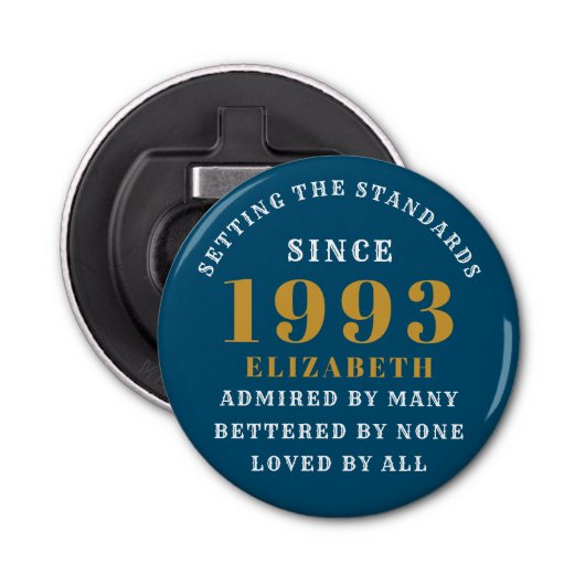 1993年30日生まれ生誕1993年氏名ブルー金ゴールド追加 栓抜き (正面)