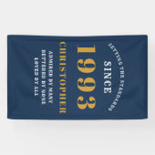 1993年30日生まれ生誕1993年氏名ブルー金ゴールド追加 横断幕 (横)