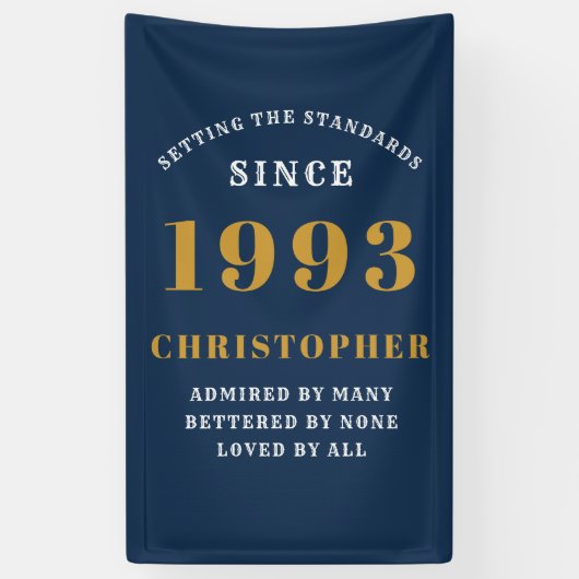 1993年30日生まれ生誕1993年氏名ブルー金ゴールド追加 横断幕 (縦)