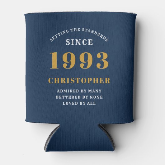 1993年30日生まれ生誕1993年氏名ブルー金ゴールド追加 缶クーラー (正面)