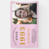 1993年30歳生まれ生誕祭名を追加Pink Gray写真 横断幕 (縦)