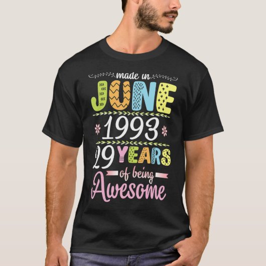 1993年6月に作られた花誕生日29歳Bei Tシャツ (正面)
