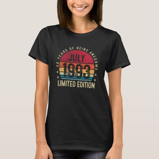 1993年7素晴らし月30日生以来30歳 Tシャツ (正面)