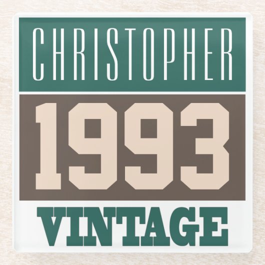1993生まれ年にクリスチャンの名を持つ ガラスコースター (正面)