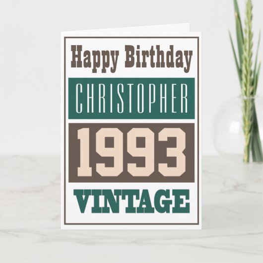 1993生まれ年のグリーティングカード カード (正面)