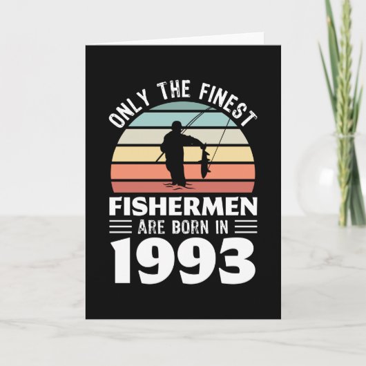 1993生まれ年30歳の誕生日魚釣りプレゼント カード (正面)
