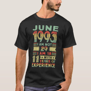 1993生まれ年6月29日誕生日1993年29年 Tシャツ