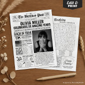 1994カスタム年新聞紙誕生日カードのトレンド シーズンカード