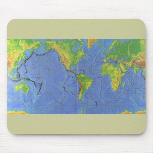 1994年の世界物理地図 - テクトニックプレート - USGS マウスパッド (正面)