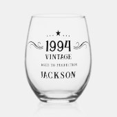 1994年の30歳の誕生日ヴィンテージ ステムなしワイングラス (正面)