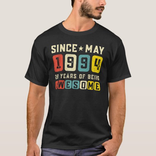1994年5素晴らし月ヴィンテージ28誕生日 Tシャツ (正面)