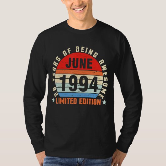 1994年6月誕生日28歳素晴らし Tシャツ (正面)