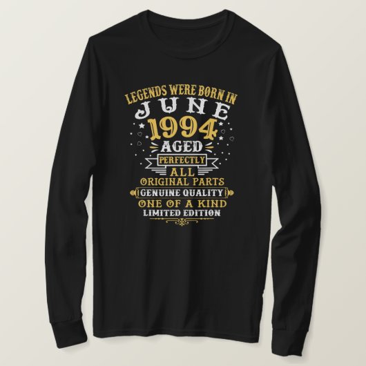 1994年6生まれ月、28歳、28歳。 Tシャツ (デザイン正面)