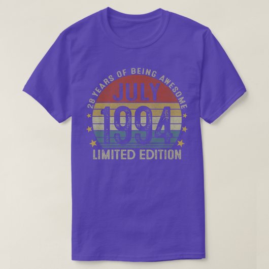 1994年7月限定版28誕生日28年 Tシャツ (デザイン正面)