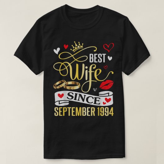 1994年9月から最高の妻 28年間の幸せな結婚 Tシャツ (デザイン正面)