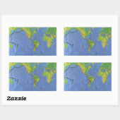 1994物理的な世界地図-構造プレート- USGS 長方形シール (シート)