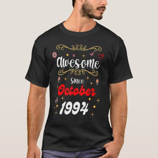 1994素晴らし年10月以来誕生日花とお尻 Tシャツ (正面)