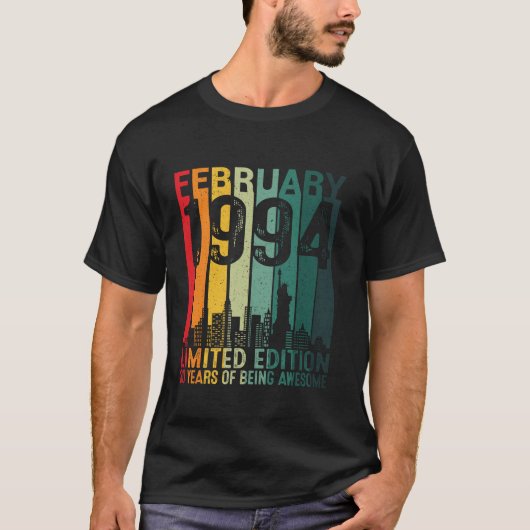 1994素晴らし年2月以来ヴィンテージギフト男性30th tシャツ (正面)