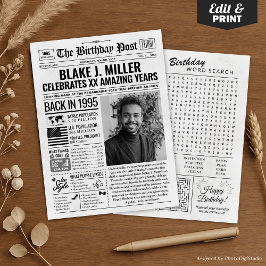 1995カスタム年新聞紙誕生日カードのトレンド シーズンカード