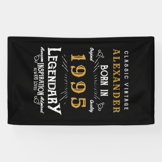 1995パーソナライズされた年30歳生まれヴィンテージ黒 横断幕 (横)